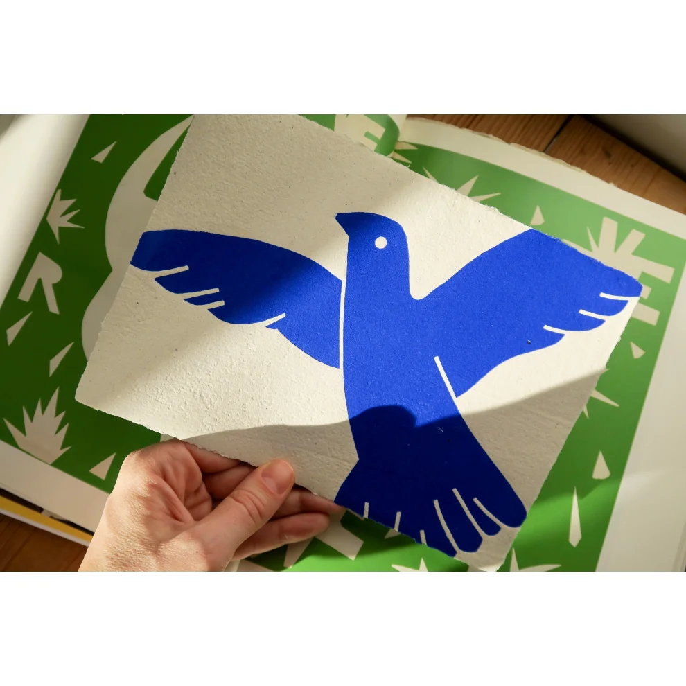 Çaçiçakaduz - Dove 3 Linocut Print