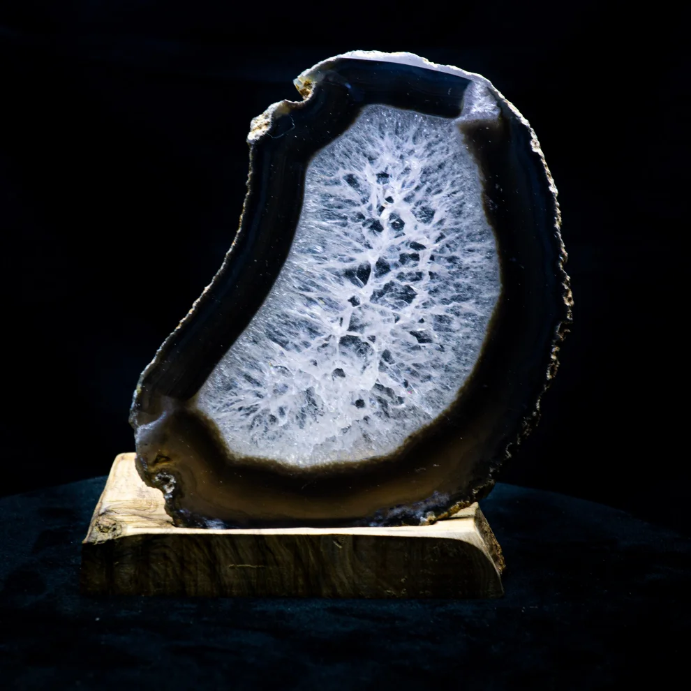 İndafelhayat - Grey Agate Slice Candle Holder