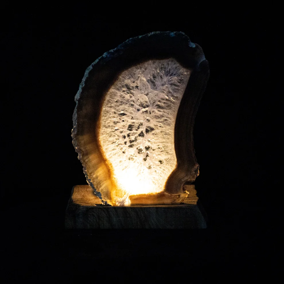 İndafelhayat - Grey Agate Slice Candle Holder