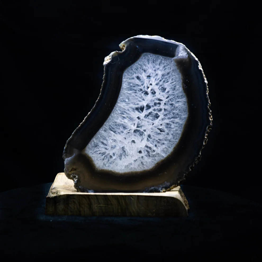 İndafelhayat - Grey Agate Slice Candle Holder