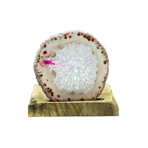 İndafelhayat - Small Size Pink Agate Slice Candle Holder