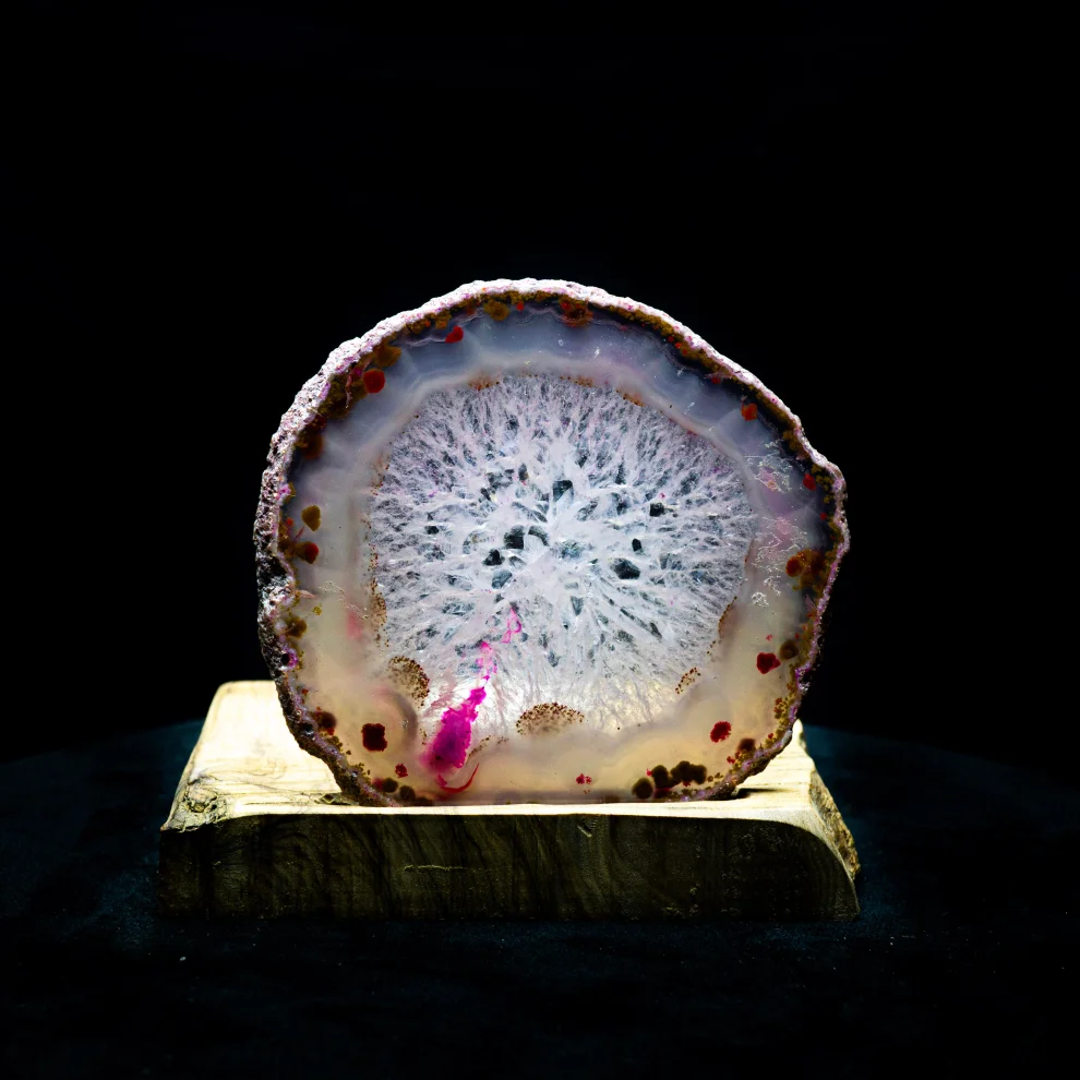 İndafelhayat - Small Size Pink Agate Slice Candle Holder