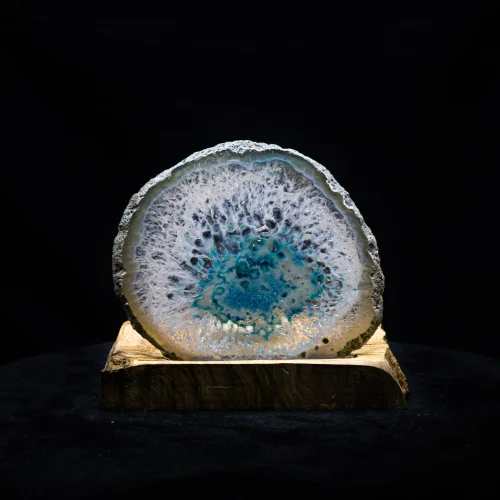 İndafelhayat - Small Size Turquoise Agate Slice Candle Holder