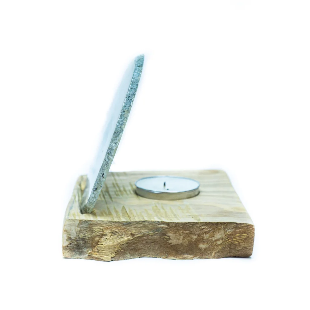 İndafelhayat - Small Size Turquoise Agate Slice Candle Holder