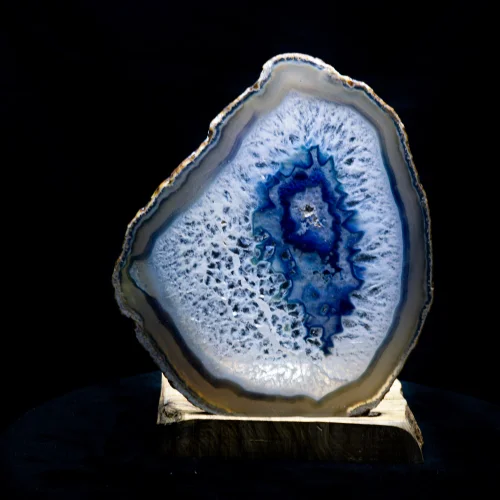 İndafelhayat - Blue Agate Slice Candle Holder