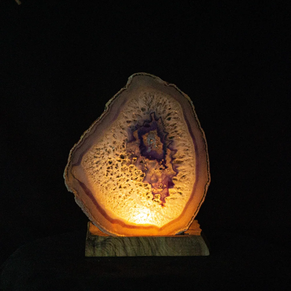 İndafelhayat - Blue Agate Slice Candle Holder