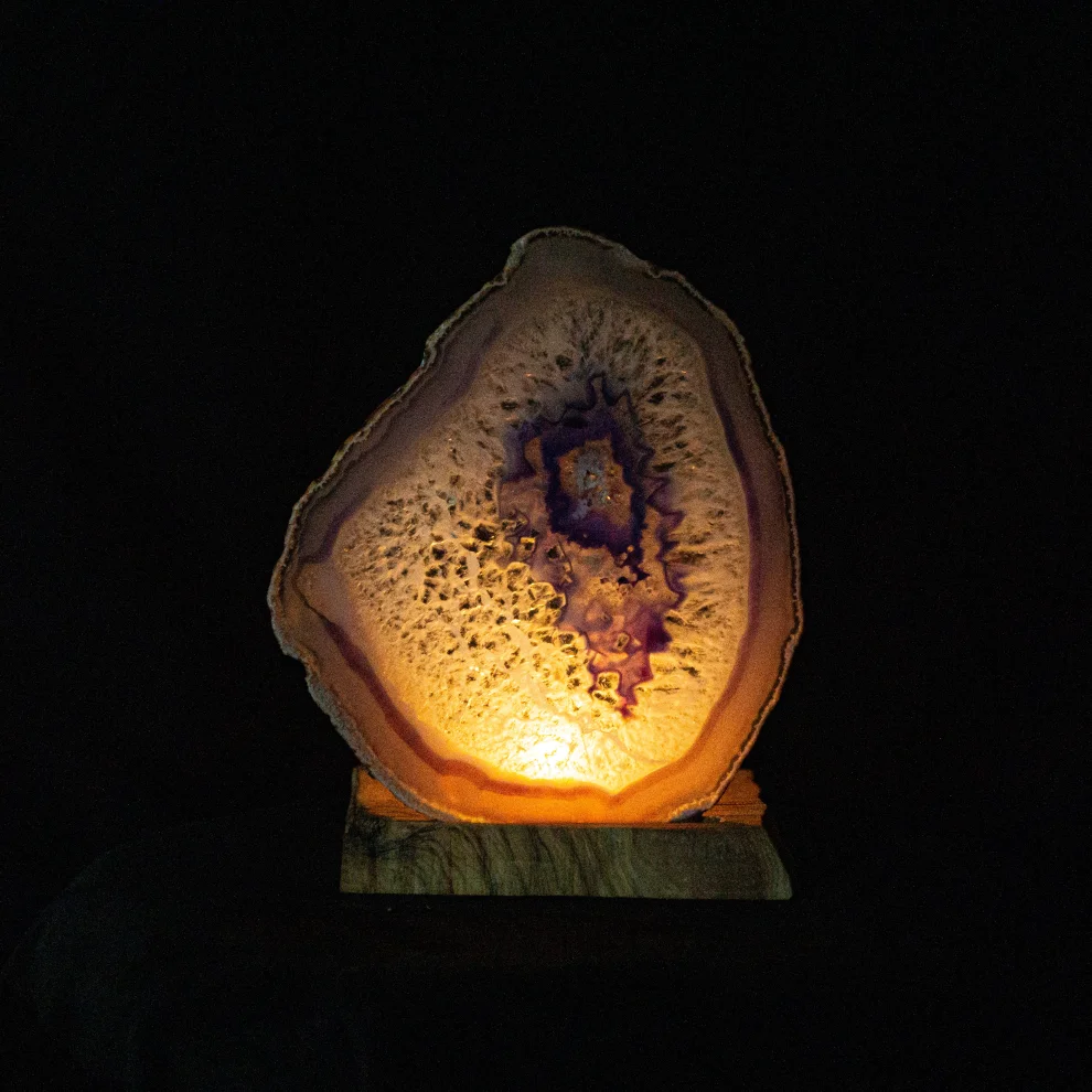 İndafelhayat - Blue Agate Slice Candle Holder