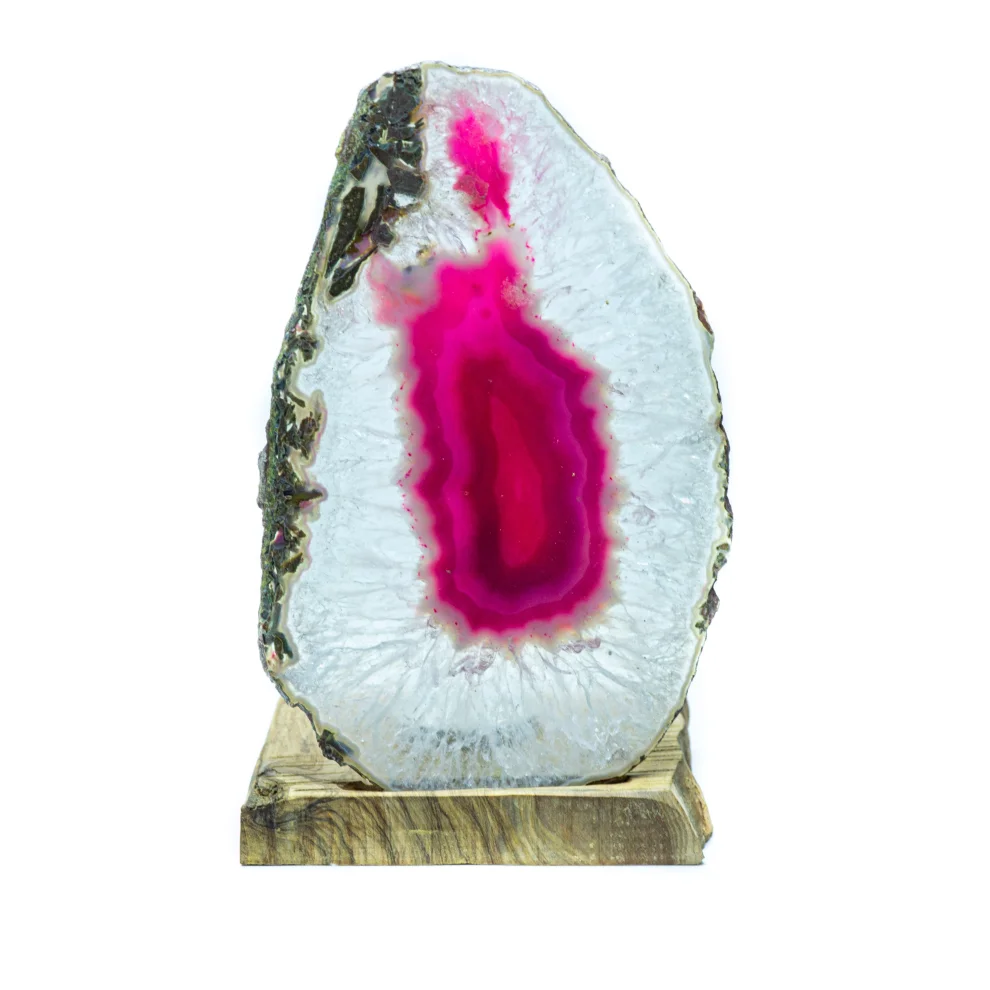 İndafelhayat - Pink Agate Slice Candle Holder