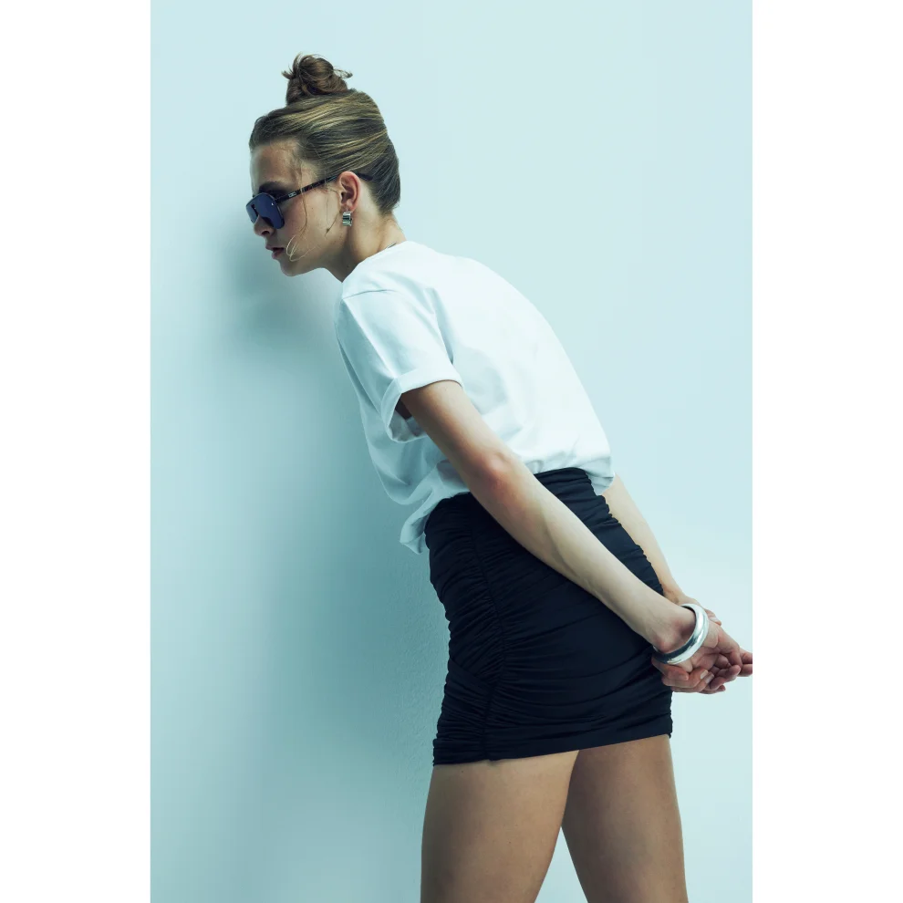 Nazlı Ceren - Micha Jersey Asymmetric Mini Skirt