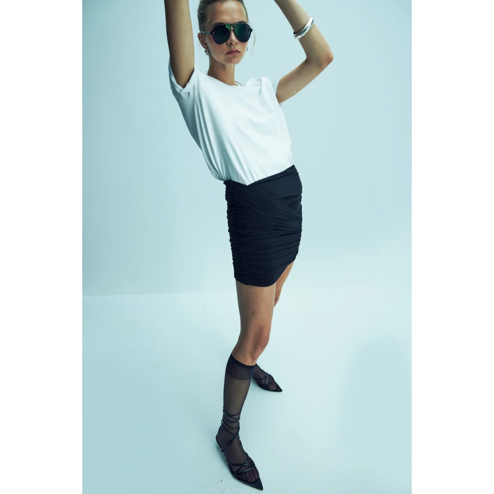 Nazlı Ceren - Micha Jersey Asymmetric Mini Skirt