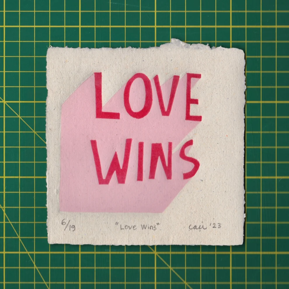 Çaçiçakaduz - Love Wins Linocut Print