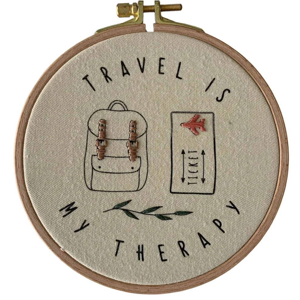 DEAR HOME - Travel Is My Therapy Embroidery Hoopart