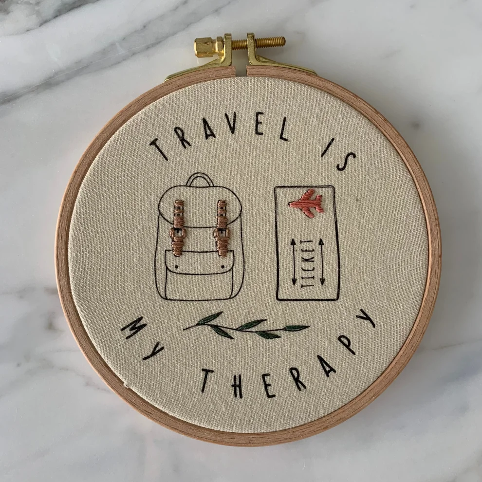 DEAR HOME - Travel Is My Therapy Embroidery Hoopart