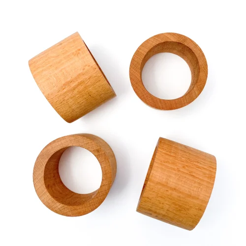 No8 Atölye - Wooden Napkin Ring Set Of 4
