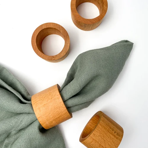 No8 Atölye - Wooden Napkin Ring Set Of 4