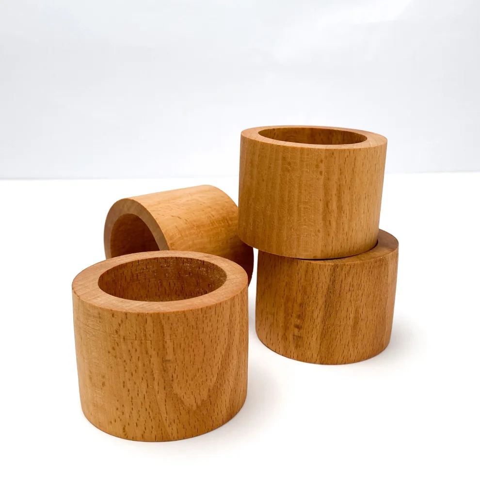 No8 Atölye - Wooden Napkin Ring Set Of 4