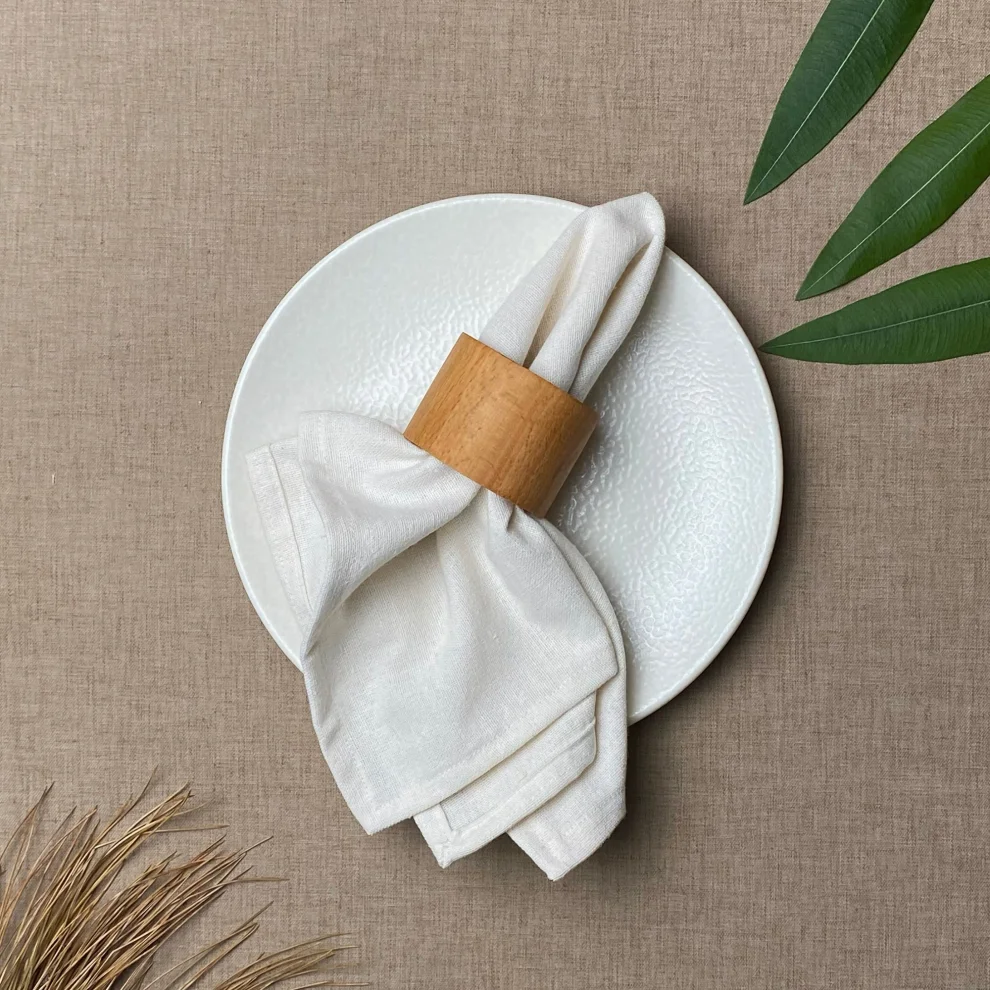 No8 Atölye - Wooden Napkin Ring Set Of 4