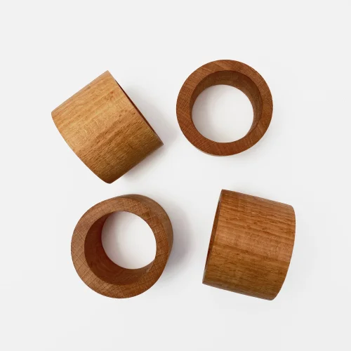 No8 Atölye - Wooden Napkin Ring Set Of 4 - Il