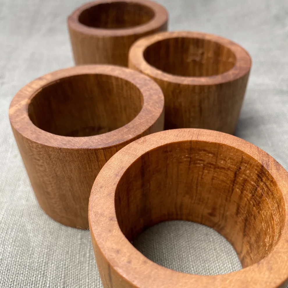 No8 Atölye - Wooden Napkin Ring Set Of 4 - Il
