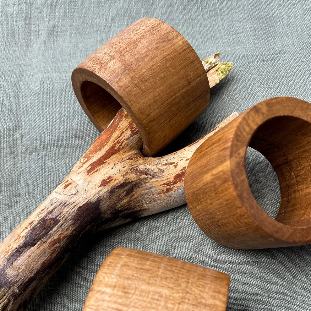 No8 Atölye - Wooden Napkin Ring Set Of 4 - Il