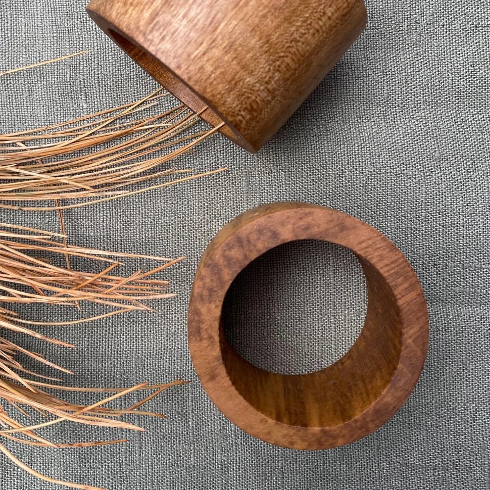 No8 Atölye - Wooden Napkin Ring Set Of 4 - Il