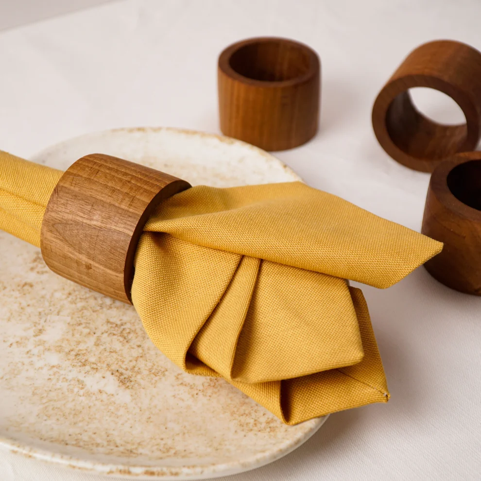 No8 Atölye - Wooden Napkin Ring Set Of 4 - Il