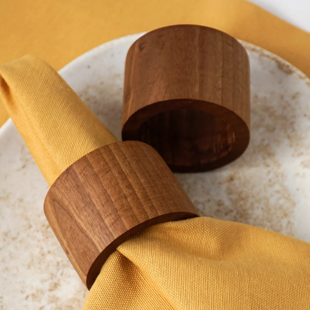 No8 Atölye - Wooden Napkin Ring Set Of 4 - Il