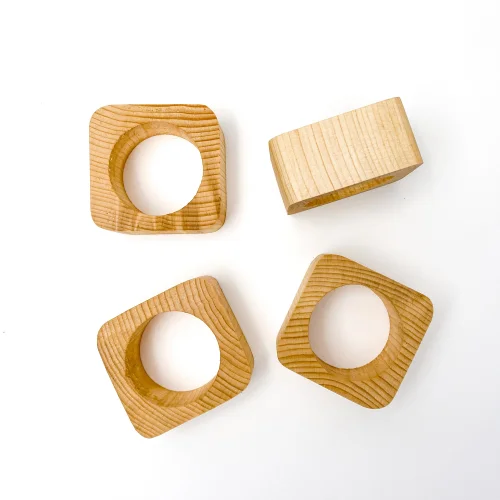 No8 Atölye - Wooden Napkin Ring Set Of 4 - Vl