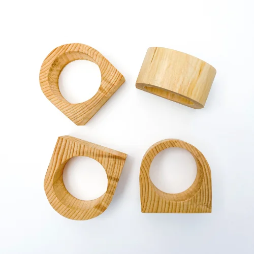 No8 Atölye - Wooden Napkin Ring Set Of 4 - Vll