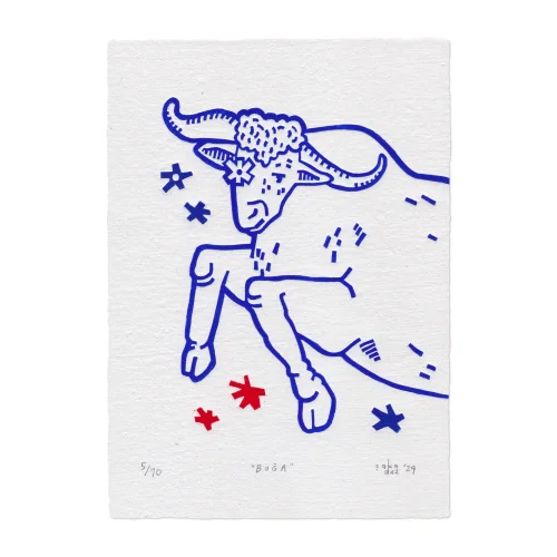 Çaçiçakaduz - Taurus Linocut Print