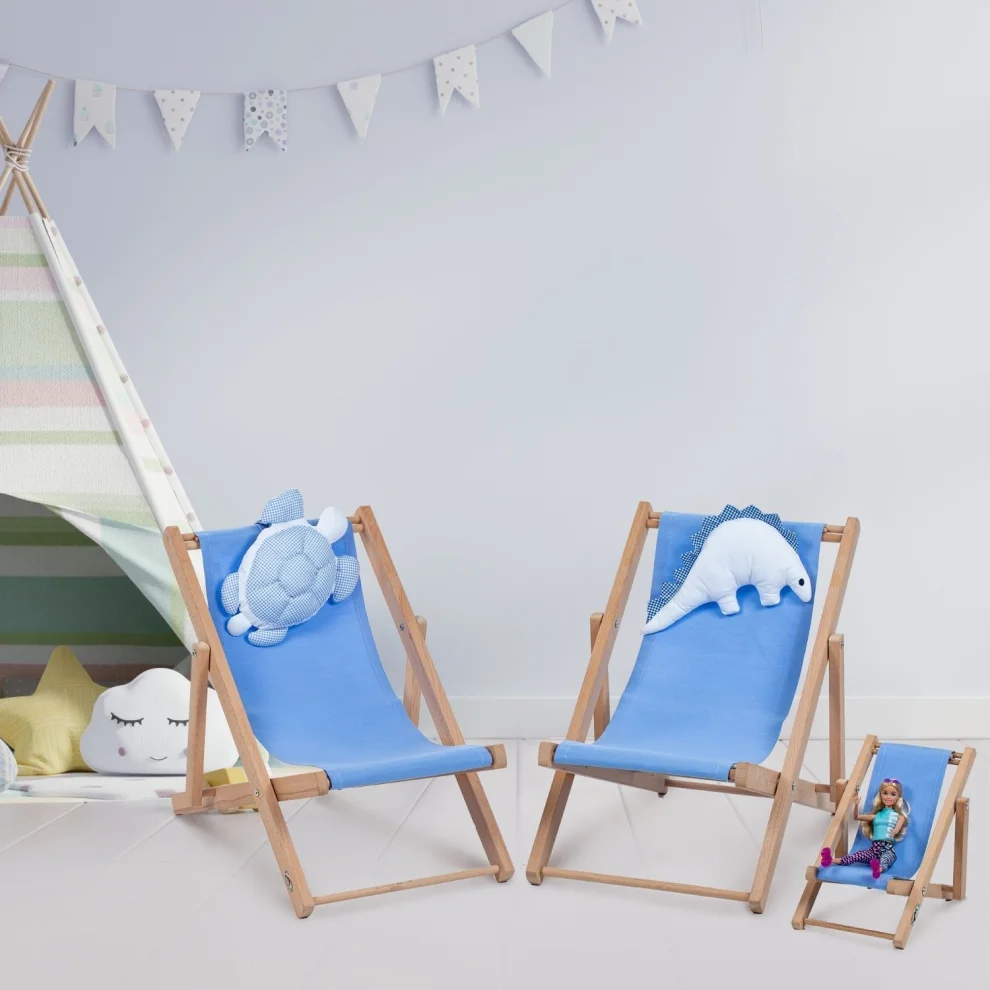Dino Kids Furniture - Kids Long Chair Wood Indoor Outdoor Cushion Caretta Animal Friendpillow