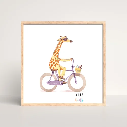 Muff Kids - Free Friends Giraffe Ride A Bike No:1 Art Print Poster