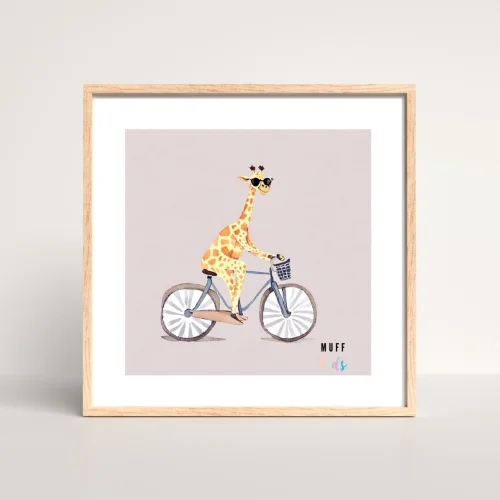 Muff Kids - Free Friends Giraffe Ride A Bike No:2 Art Print Poster