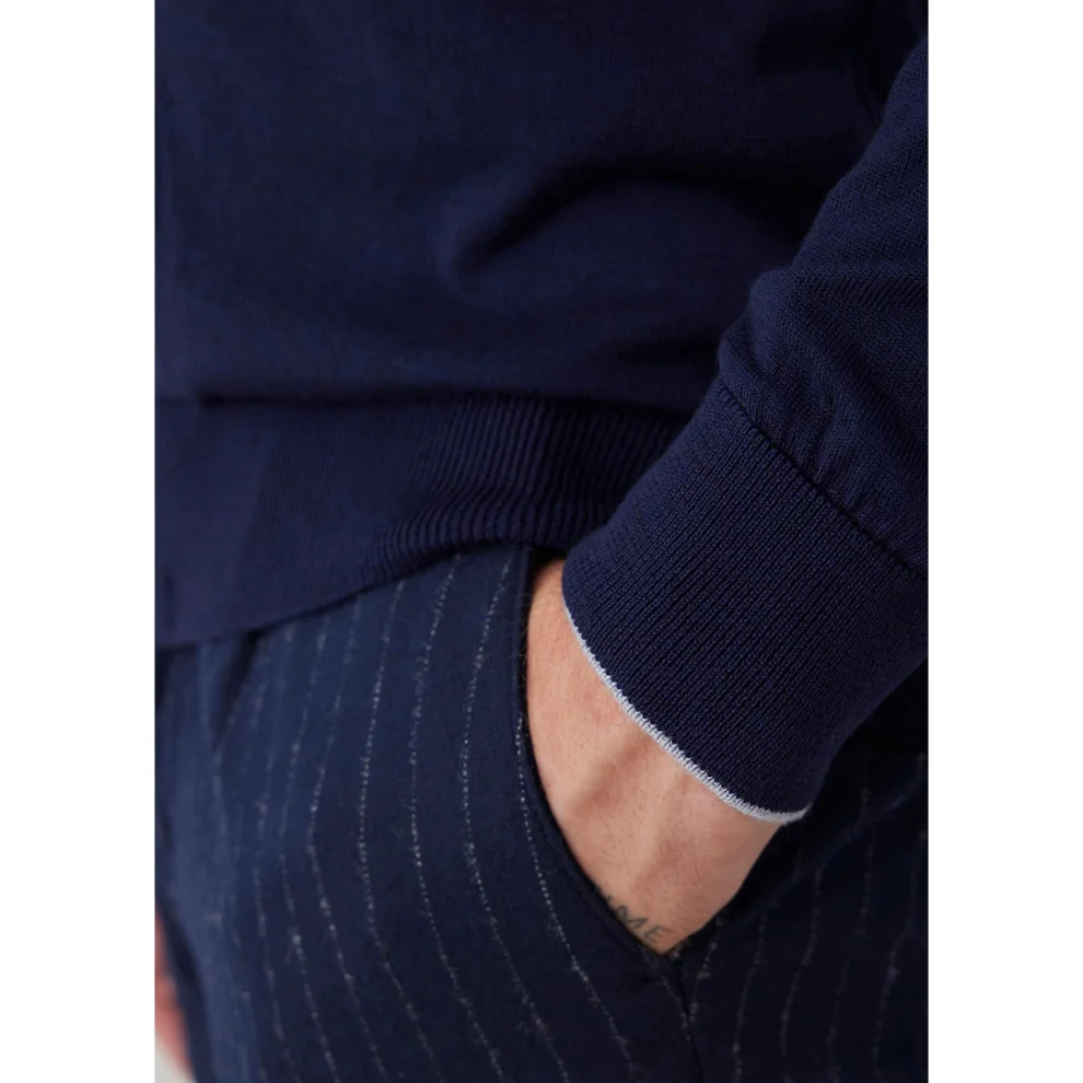 Boris Becker - Red Collar Zipper Knitwear Cardigan