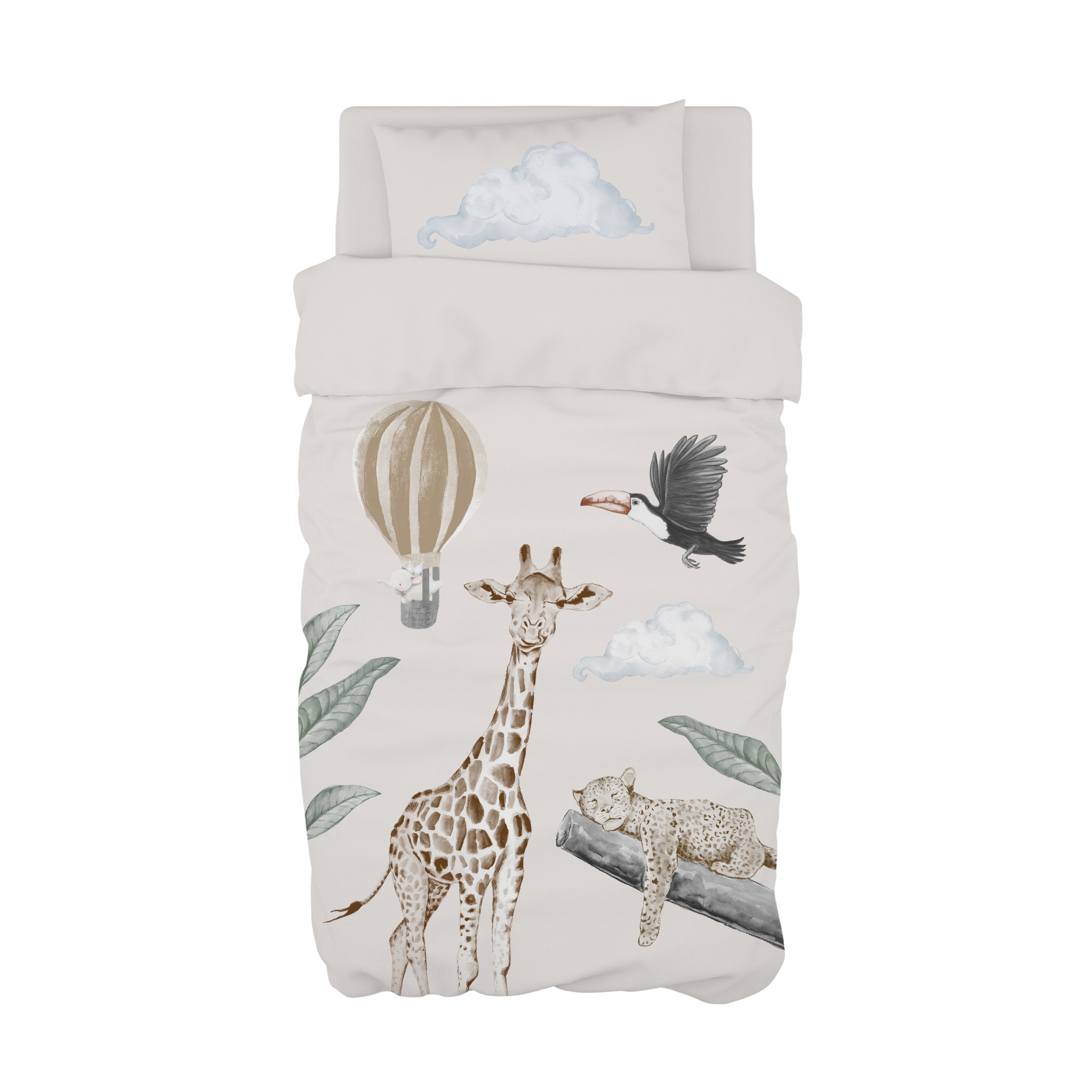 Monochorme Jungle With Color Duvet Cover