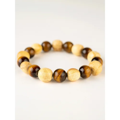 Miebox Rituals - Energy Of Power And Peace Bracelet: Tiger Eye Natural Stone And 100% Palo Santo Bracelet