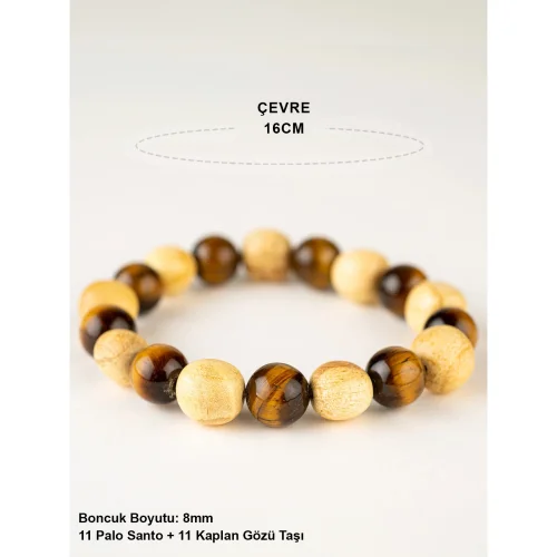 Miebox Rituals - Energy Of Power And Peace Bracelet: Tiger Eye Natural Stone And 100% Palo Santo Bracelet