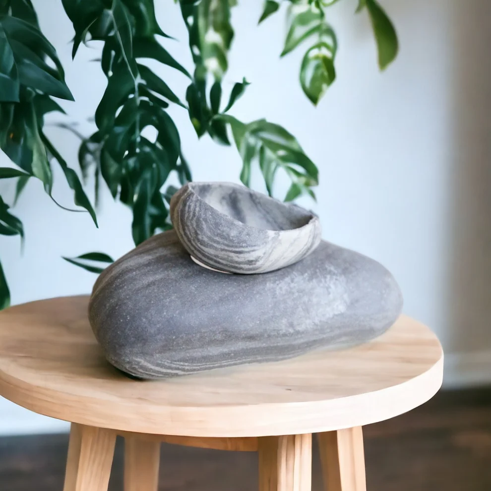 Plant in da House - El Yapımı Mermer Desenli Stoneware Seramik Buhurdanlık - Il