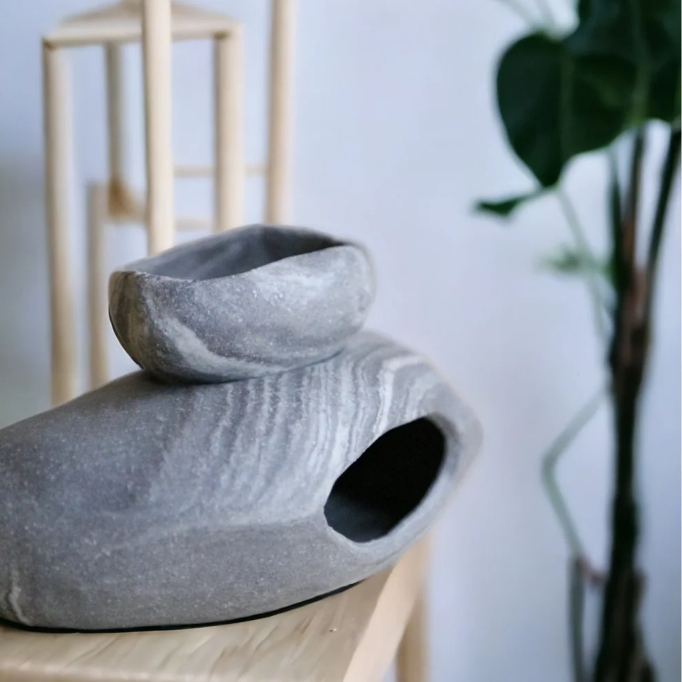 Plant in da House - El Yapımı Mermer Desenli Stoneware Seramik Buhurdanlık - Il