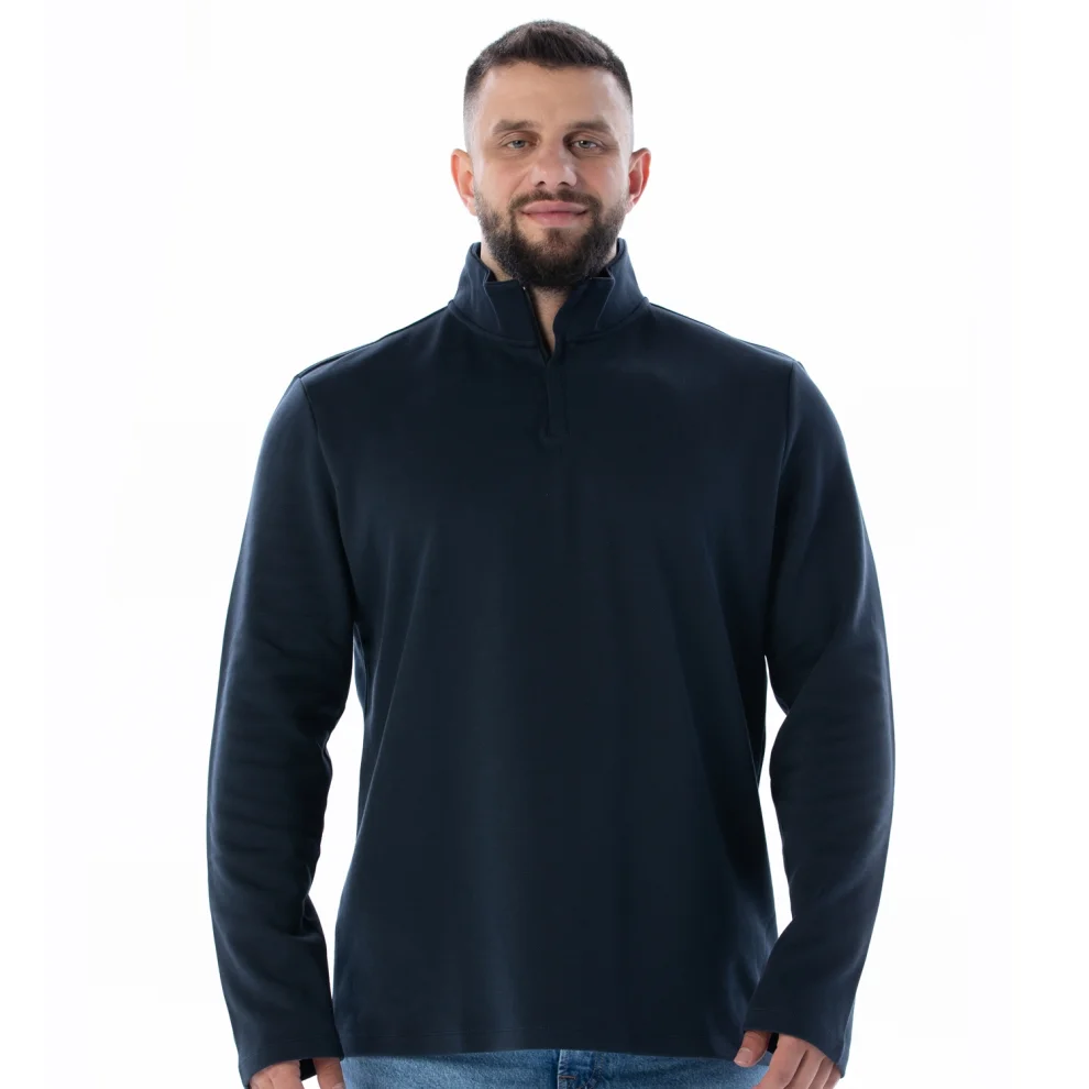 Raremankind Clothing - Atlas Half Turtleneck Zippered Collar Sweatshirt