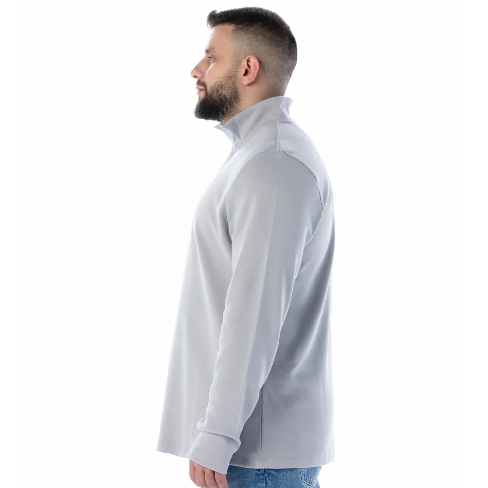 Raremankind Clothing - Iapetos Taş Yarım Balıkçı Fermuarlı Yaka Sweatshirt