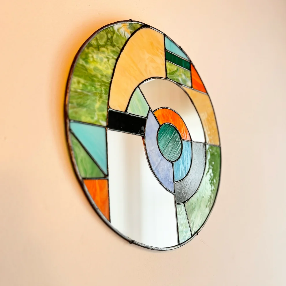 Maja Stained Glass & Mosaic - Geometrik Bauhaus Vitray Ayna