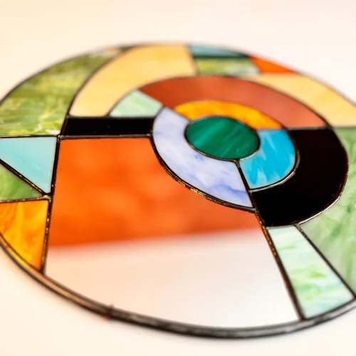 Maja Stained Glass & Mosaic - Geometric Bauhaus Stained Glass Mirror
