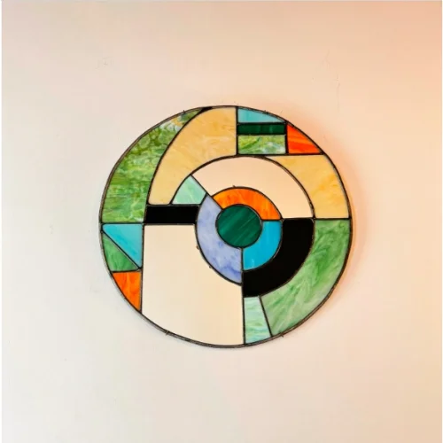 Maja Stained Glass & Mosaic - Geometric Bauhaus Stained Glass Mirror