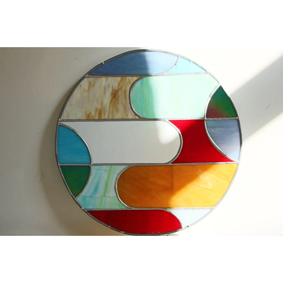 Maja Stained Glass & Mosaic - Geometric Bauhaus Stained Glass Panel