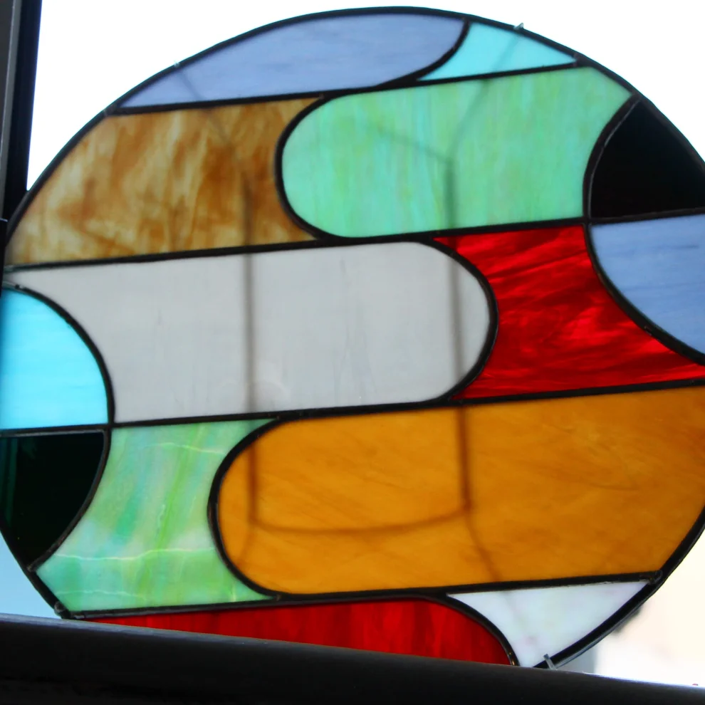 Maja Stained Glass & Mosaic - Geometrik Bauhaus Vitray Panel