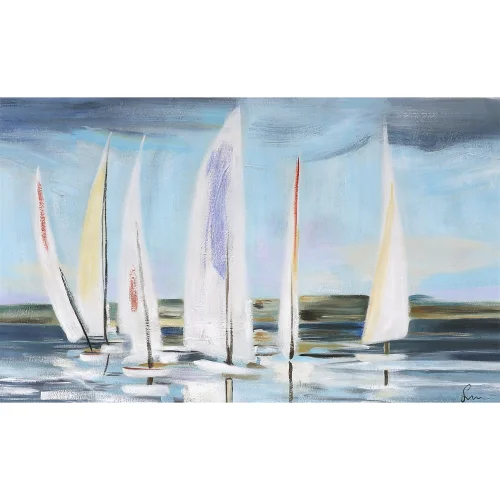 Home in Joy - Sea Sailing Modern Handmade Oil Painting 105cmx70cm