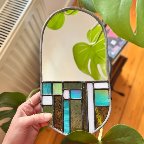 Maja Stained Glass & Mosaic - Greens Stained Glass Mirror