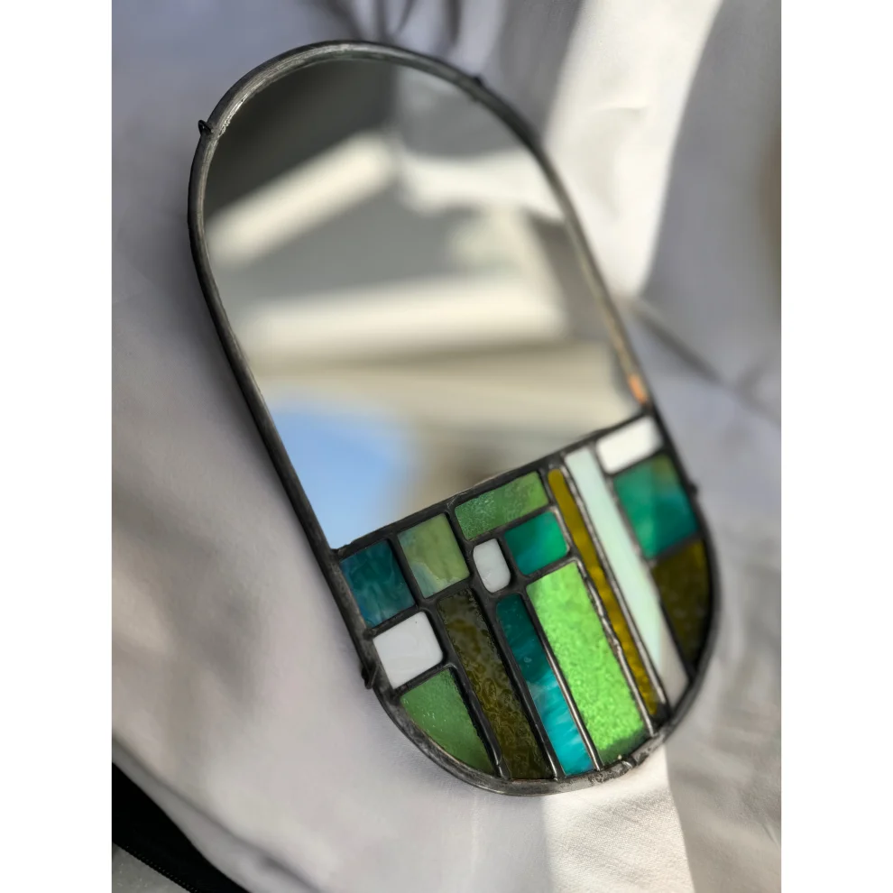 Maja Stained Glass & Mosaic - Greens Stained Glass Mirror