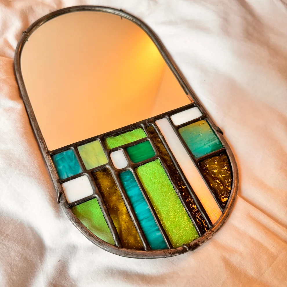 Maja Stained Glass & Mosaic - Greens Stained Glass Mirror